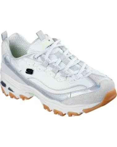SKECHERS ZAPATILLAS 150556-WGY EN BLANCO PARA MUJER WHITE PU-MESH-IRIDESCENT ACCENT- GREY TRIM
