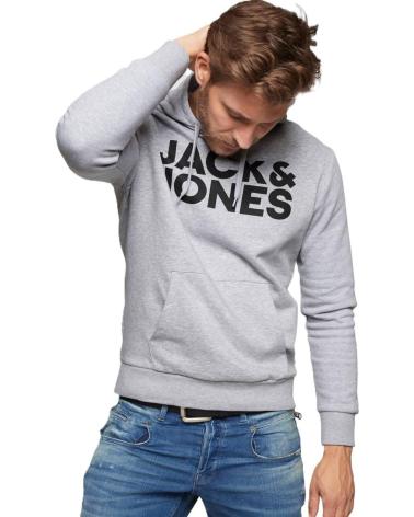 MOLETOM COM CAPUZ E LOGO JACK & JONES MASCULINO GRIS