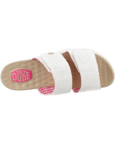 HEY DUDE SANDALIAS MUJER MODELO DELRAY SLIDE EYELET COLOR BLANCO WHIT WHITE