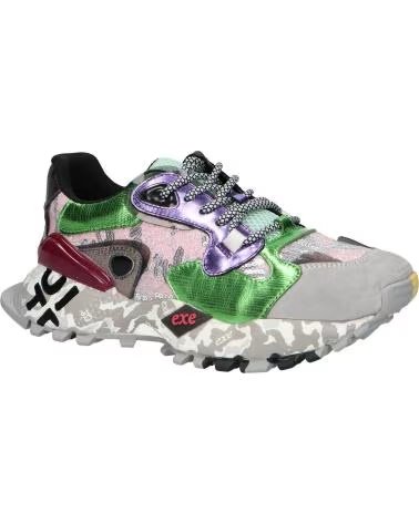 BASKETS CASUAL FEMME EXE 134-10 CUIR VERT ROSE LEATHER GREEN PINK