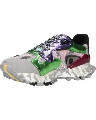 BASKETS CASUAL FEMME EXE 134-10 CUIR VERT ROSE LEATHER GREEN PINK
