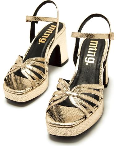 SANDALIAS MTNG 56646 TACÓN ANCHO DORADO GOLD