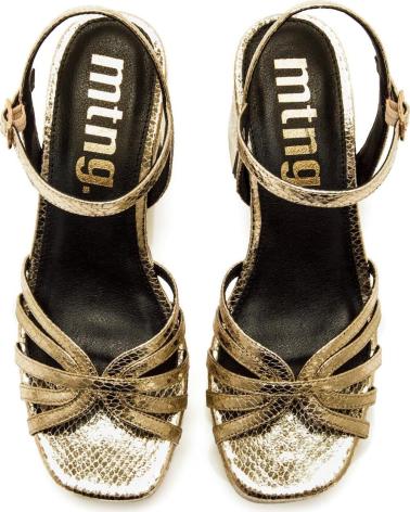 SANDALIAS MTNG 56646 TACÓN ANCHO DORADO GOLD