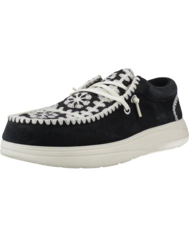 ZAPATILLAS CASUAL MUJER HEY DUDE WENDY SUEDE CROCHET NEGRO MULTICOR BLKMULTI