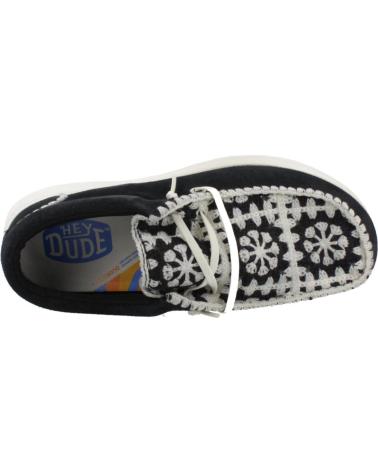 ZAPATILLAS CASUAL MUJER HEY DUDE WENDY SUEDE CROCHET NEGRO MULTICOR BLKMULTI
