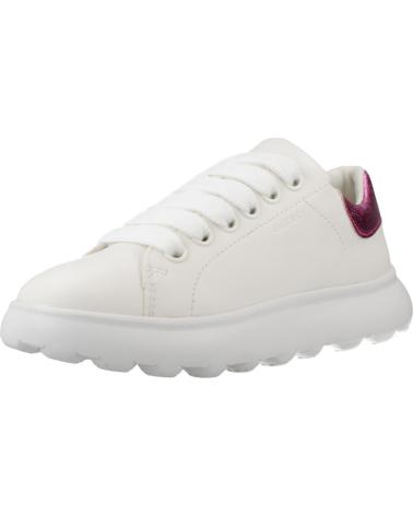 ZAPATILLAS CASUAL GEOX J PUFFY POP GIRL BLANCAS CON DETALLE ROSA METALIZADO C0563