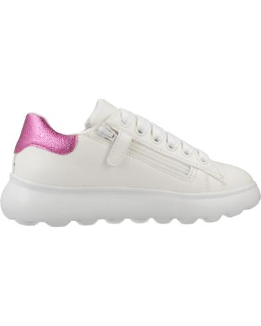 ZAPATILLAS CASUAL GEOX J PUFFY POP GIRL BLANCAS CON DETALLE ROSA METALIZADO C0563