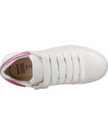 ZAPATILLAS CASUAL GEOX J PUFFY POP GIRL BLANCAS CON DETALLE ROSA METALIZADO C0563