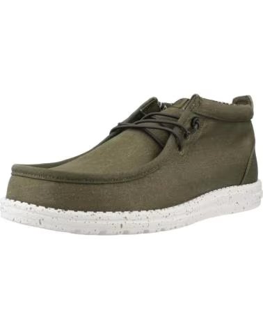 HEY DUDE WALLY MID CANVAS SNEAKERS CASUAL UOMO VERDE OLIVA OLIVE