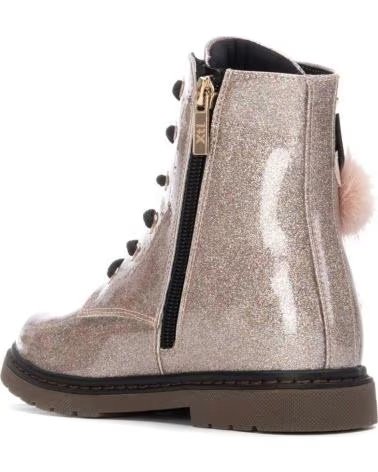 STIVALI MILITARI XTI NINA KIDS VERNICE NUDE CON POMPON E GLITTER NUDE