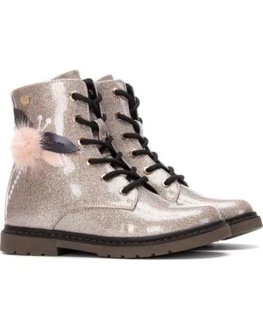 STIVALI MILITARI XTI NINA KIDS VERNICE NUDE CON POMPON E GLITTER NUDE