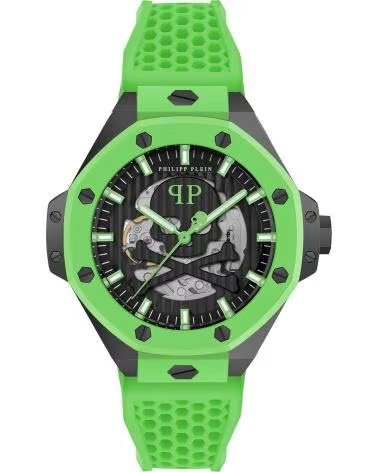 PHILIPP PLEIN WATCH PWPFA0624 WITH BLACK DIAL AND GREEN STRAP VERDE