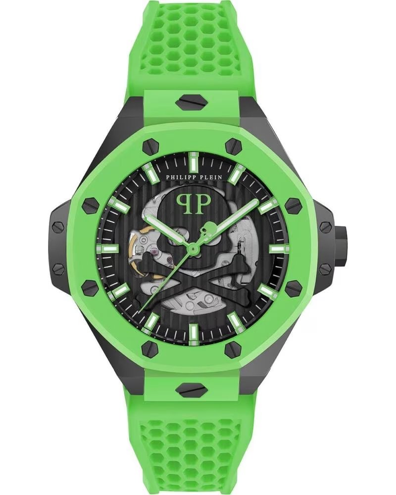 PHILIPP PLEIN WATCH PWPFA0624 WITH BLACK DIAL AND GREEN STRAP VERDE