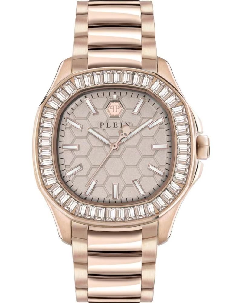 PHILIPP PLEIN UHR PWTAA0723 ROSÉGOLD MIT BESETZTER LÜNETTE ROSA