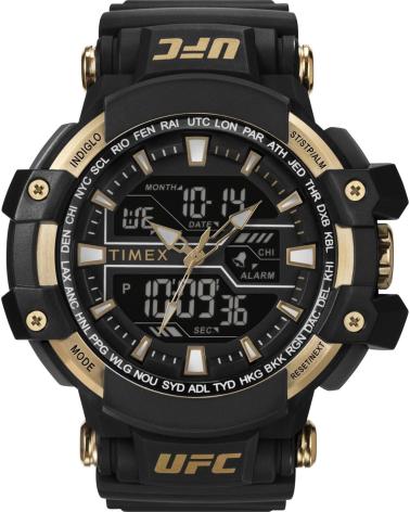 RELOJ TIMEX TW5M58300 UFC DEPORTIVO DIGITAL ANALÓGICO CORREA NEGRA Y DORADA NEGRO