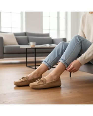 MOCASINES NÁUTICOS TIMBOS MUJER KAKI CUERO MARRóN