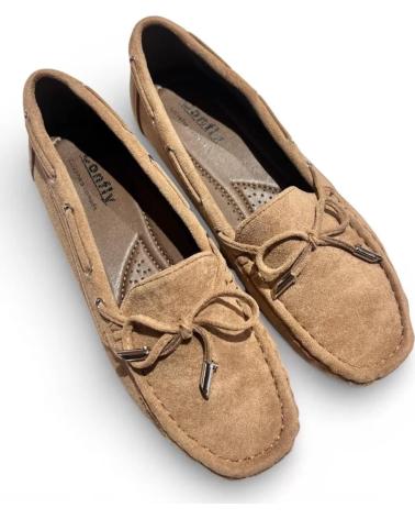 MOCASINES NÁUTICOS TIMBOS MUJER KAKI CUERO MARRóN