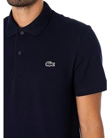 LACOSTE POLO SHORT SLEEVED RIBBED COLLAR NAVY