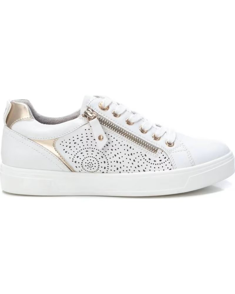 XTI TÊNIS FEMININO BRANCO COM ZÍPER LATERAL E DETALHES PERFURADOS REF: 1171582 BLANCO