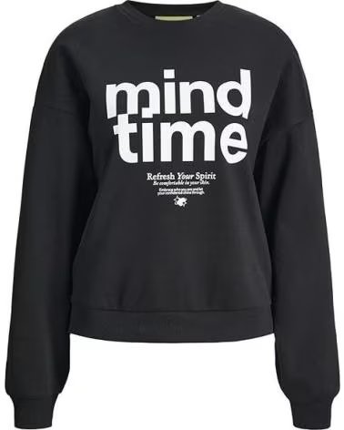 JACK AND JONES MOLETOM JACK JONES JXMIMI RLX PRINT PRETO NEGRO