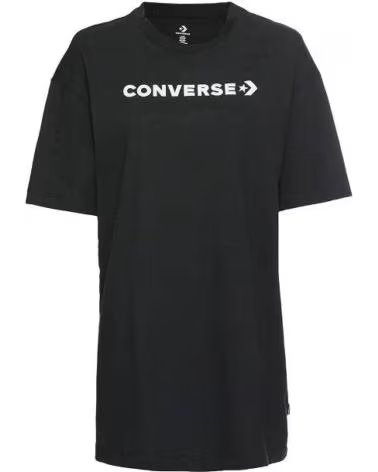 CONVERSE VESTIDO CONVERSE PRETO DE MANGA CURTA FEMININO NEGRO