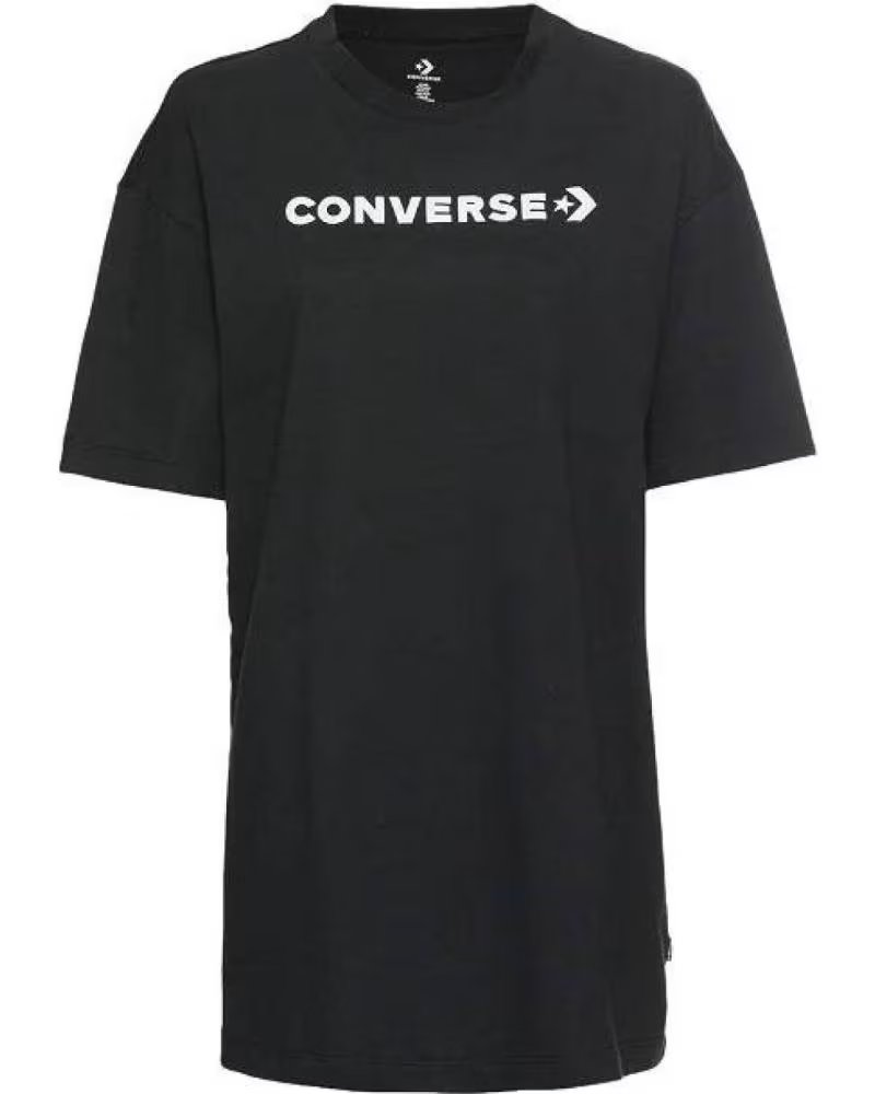 CONVERSE VESTIDO CONVERSE PRETO DE MANGA CURTA FEMININO NEGRO