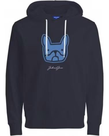 JACK AND JONES FELPA JACK & JONES BLU NAVY CON STAMPA BULLDOG FRANCESE AZUL