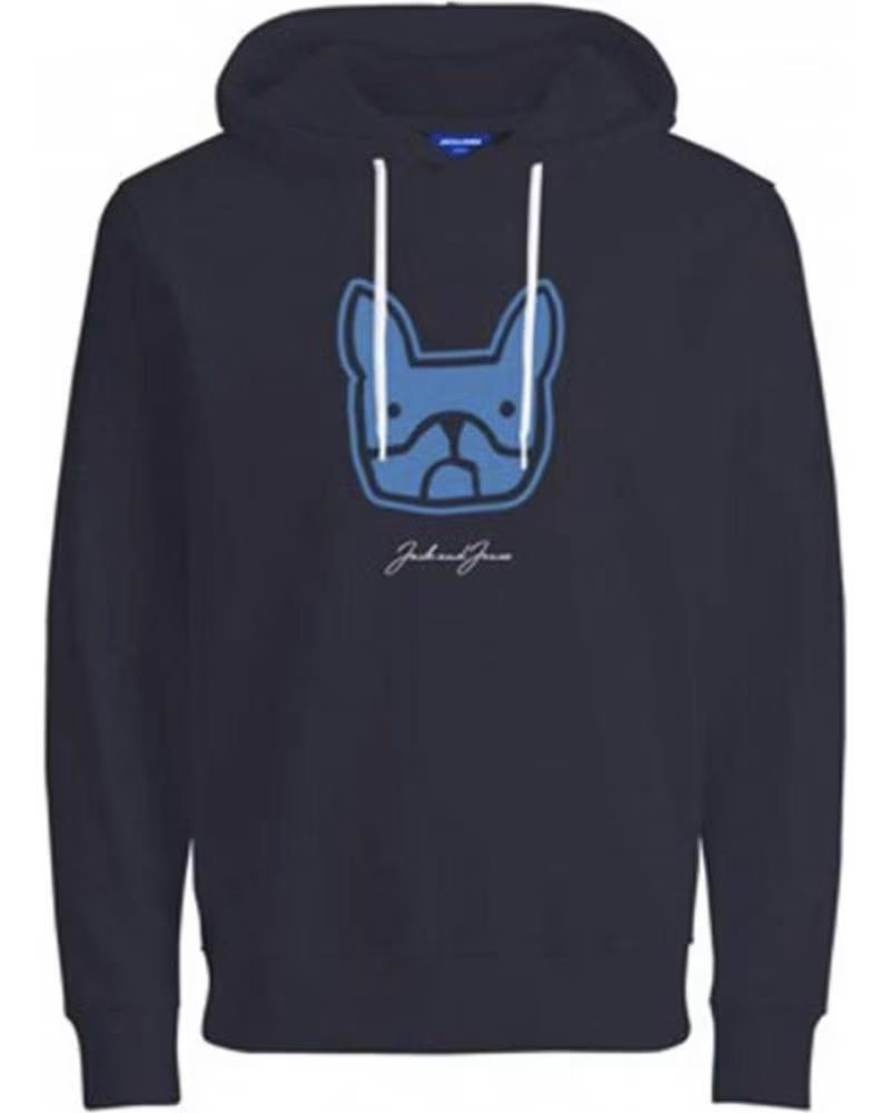 JACK AND JONES FELPA JACK & JONES BLU NAVY CON STAMPA BULLDOG FRANCESE AZUL