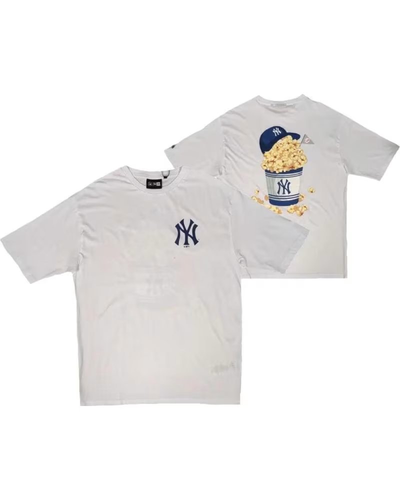 NEW ERA NEW ERA MLB YANKEES FOOD GRAPHIC WHITE OVERSIZED T-SHIRT 1