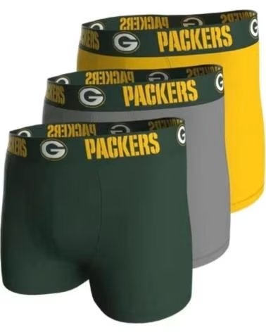 JORDAN PACK 3 CUECAS BOXER JORDAN GREEN BAY PACKERS NFL - ELÁSTICAS E CONFORTÁVEIS