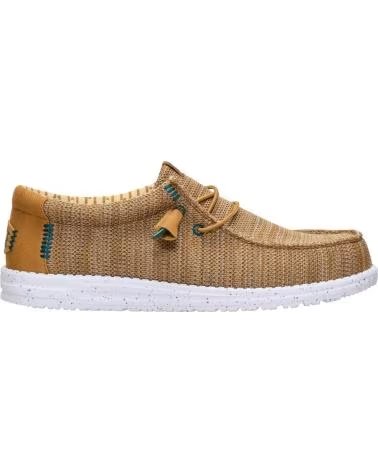 HEY DUDE WALLY STRETCH 220503200004 BOAT SHOES MEN BEIGE MARRON