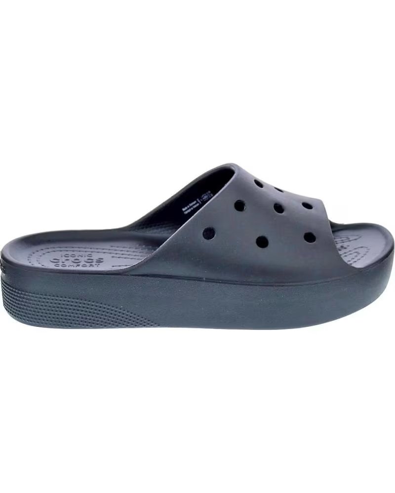 CHANCLAS CROCS CLASSIC PLATFORM SLIDE MUJER NEGRO NEGRO