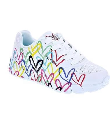 BASKETS SKECHERS UNO LITE AVEC CŒURS POUR FILLE ET FEMME BLANCO