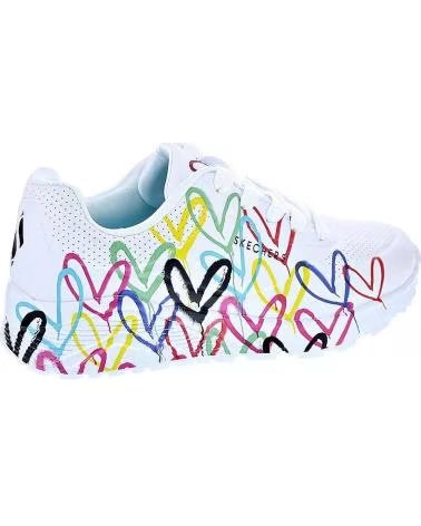 BASKETS SKECHERS UNO LITE AVEC CŒURS POUR FILLE ET FEMME BLANCO