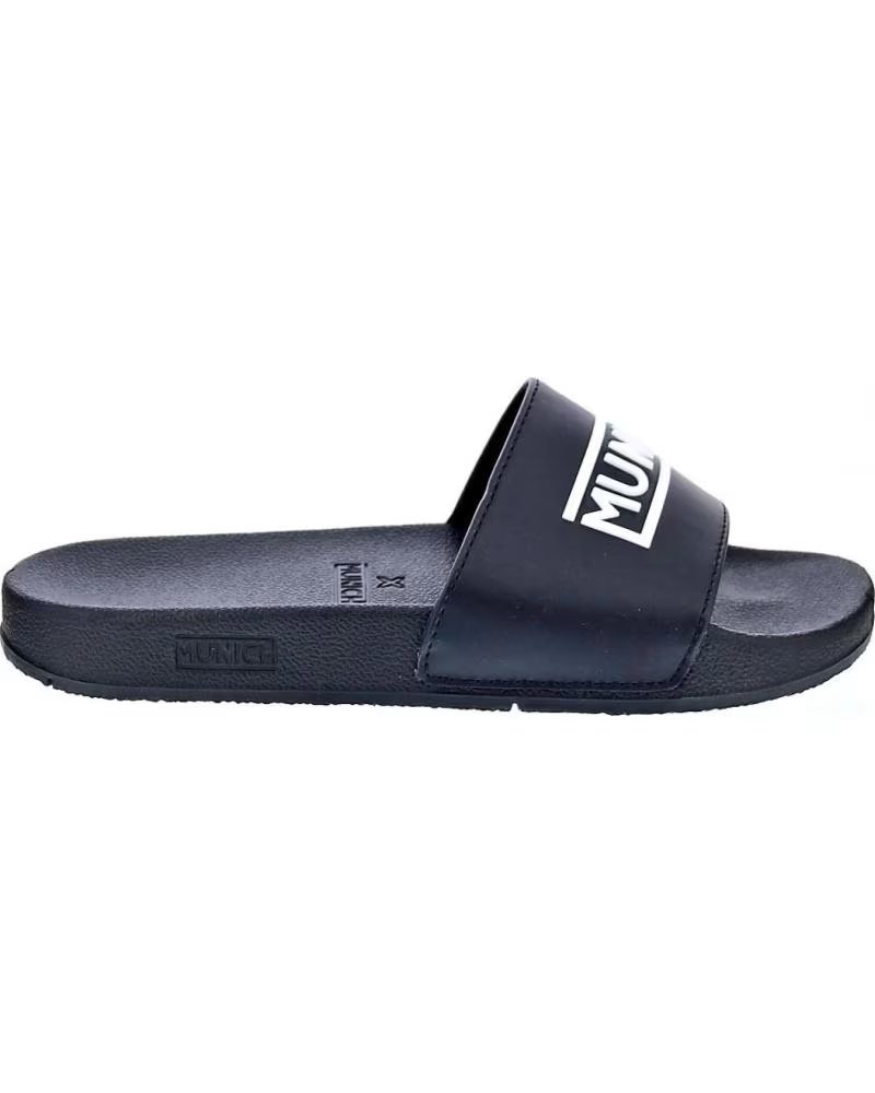 CHANCLAS MUNICH FLAT SLIDER 3D LOGO NEGRAS NEGRO