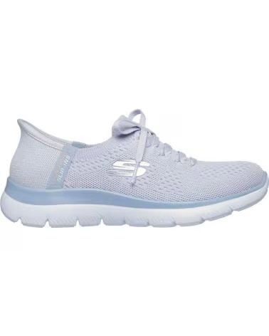 SKECHERS SKECHERS 150263 TÊNIS CASUAL FEMININO SLIP-INS CINZA CELESTE AZUL CELESTE