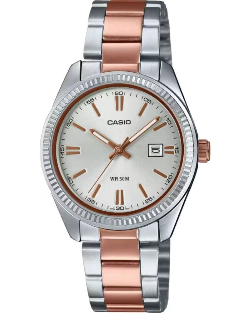 CASIO CASIO LTP-1302PRG-7AVE DAMENUHR AUS EDELSTAHL UND ROSÉGOLD PLATTIERT MULTICOLOR