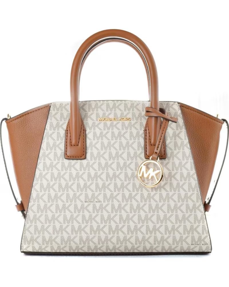 MICHAEL KORS MICHAEL KORS SUTTON MONOGRAMM-CANVAS UND LEDER HANDTASCHE, FARBE VANILLE