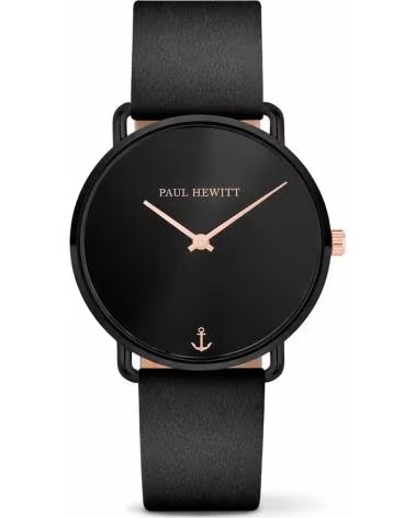 PAUL HEWITT OROLOGIO PAUL HEWITT SAILOR LINE NERO CON CINTURINO IN PELLE PER UOMO E DONNA NEGRO