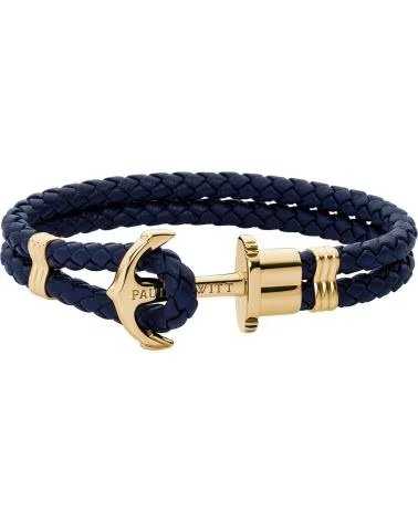 PAUL HEWITT PULSERA PAUL HEWITT PH-L-G-N-M CON ANCLA DORADA Y CUERDA AZUL MARINO