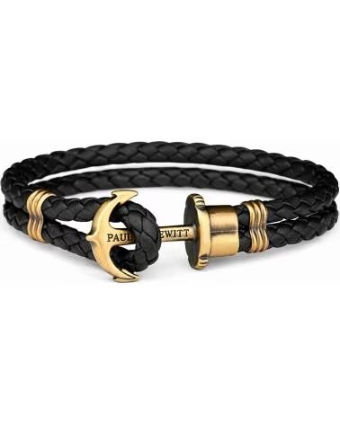 PAUL HEWITT PAUL HEWITT SAILOR´S LOVE ARMBAND - SCHWARZES GEFLOCHTENES LEDER UND GOLDENER ANKER