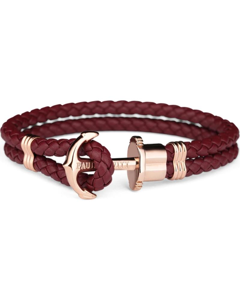 PAUL HEWITT PULSERA PAUL HEWITT SAILOR LINE CUERO TRENZADO ANCLA ROSA DORADO