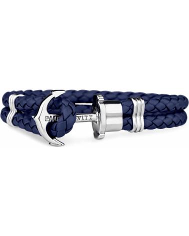 PAUL HEWITT PULSERA PAUL HEWITT PH-L-S-N-L DE CUERO TRENZADO AZUL CON ANCLA PLATEADA
