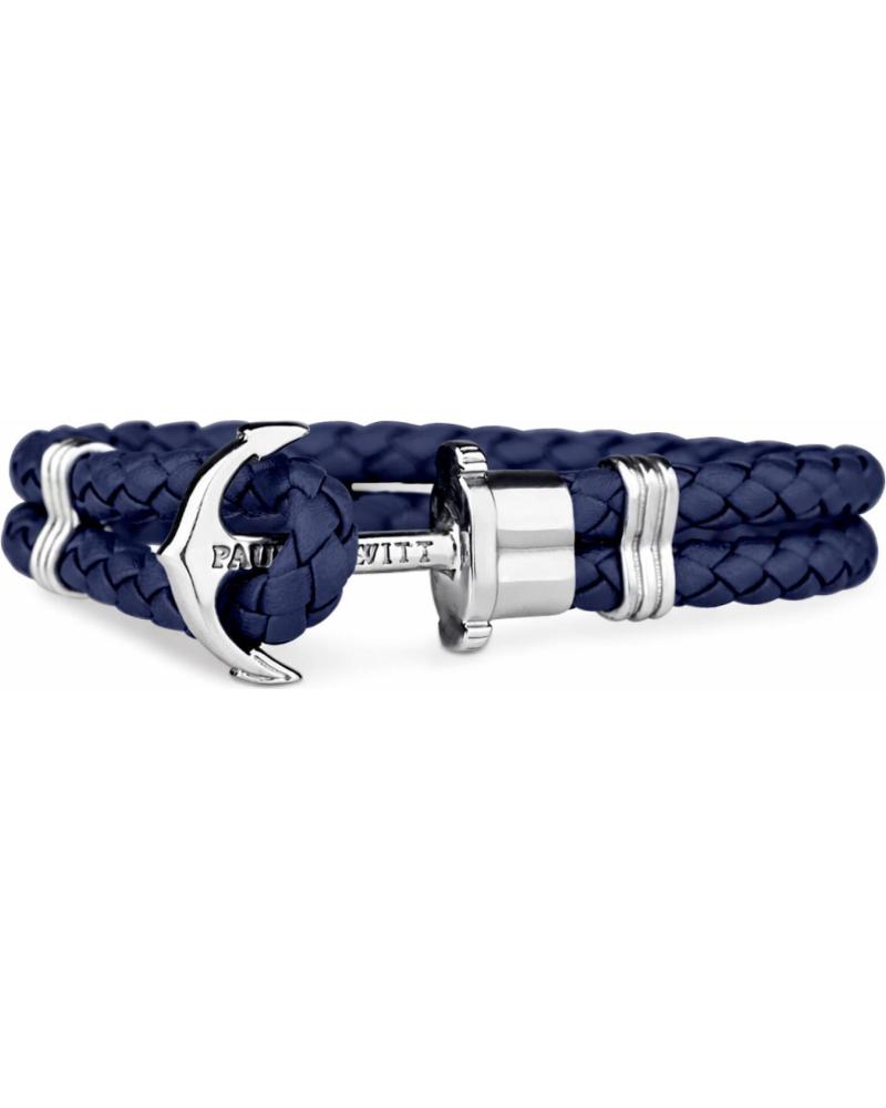 PAUL HEWITT PULSERA PAUL HEWITT PH-L-S-N-L DE CUERO TRENZADO AZUL CON ANCLA PLATEADA