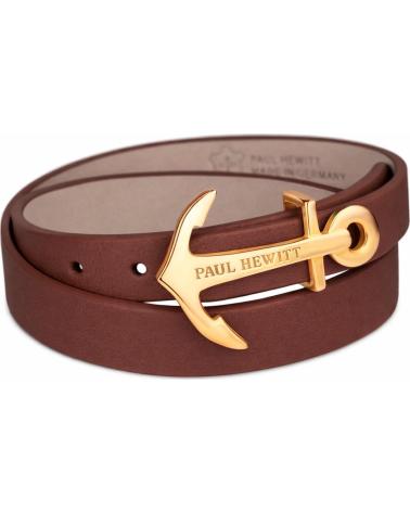 PAUL HEWITT PULSERA PAUL HEWITT PH-WB-G-1M DE CUERO MARRÓN CON ANCLA DORADA