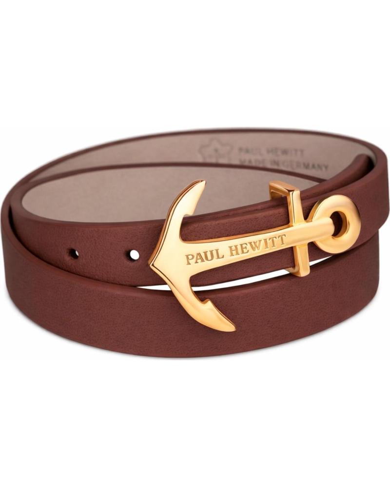 PAUL HEWITT PULSERA PAUL HEWITT PH-WB-G-1M DE CUERO MARRÓN CON ANCLA DORADA