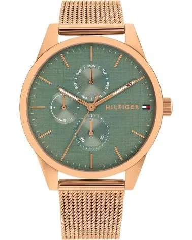 TOMMY HILFIGER TOMMY HILFIGER DAMENUHR 1782770, EDELSTAHL ROSÉGOLD, GRÜNES ZIFFERBLATT ROSA