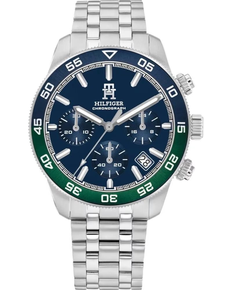 TOMMY HILFIGER TOMMY HILFIGER UHR 1792185 CHRONOGRAPH EDELSTAHL BLAU UND GRÜN GRIS