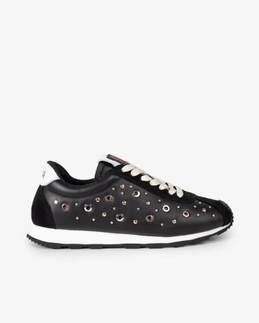 POPA ZAPATILLAS DEPORTIVAS NEGRAS CON TACHAS PARA MUJER NEGRO