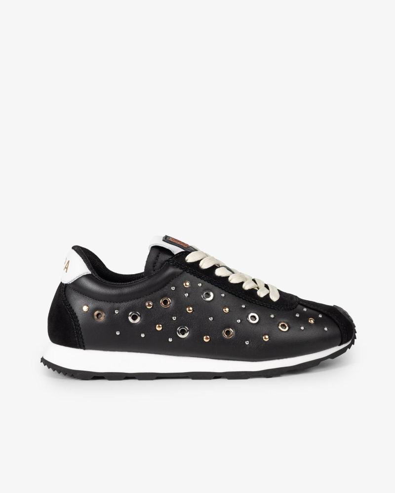 POPA ZAPATILLAS DEPORTIVAS NEGRAS CON TACHAS PARA MUJER NEGRO